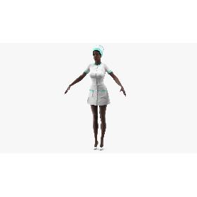 3D Dark Skinned Black Nurse Neutral Pose model